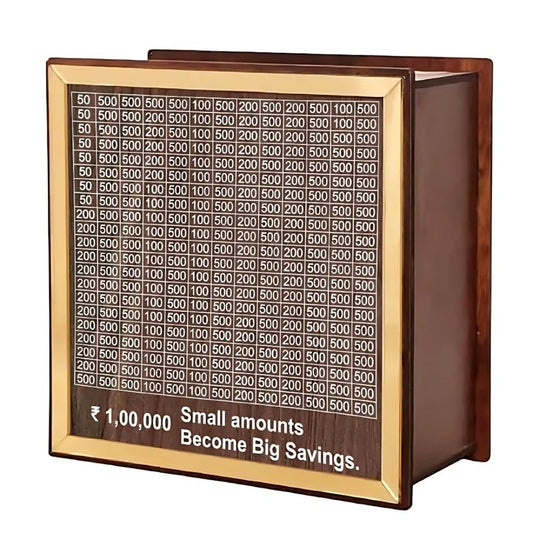 Wooden Money Saving Box with Counting Target